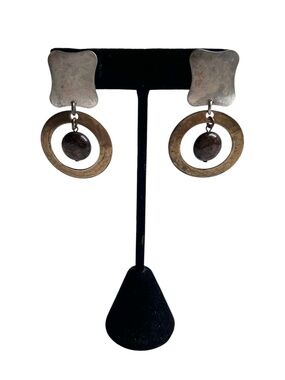 Vintage Marjorie Baer San Francisco Mixed Metal Modernist Wearable Art Earrings